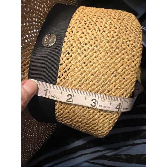 NWT $125 Bruno Magli Logo Open Weave Ribbon Band Paper Fedora Sun Hat unisex - Picture 6 of 15